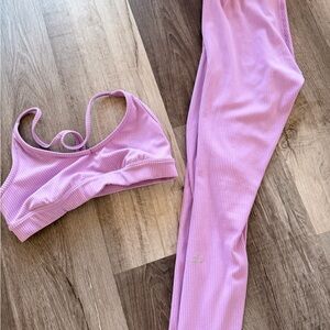 Women's Pink Ribbed Intimate Set
